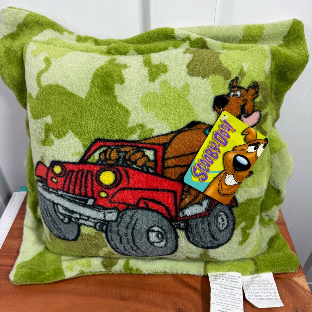 Scooby-Doo Micro Raschel Plush Pillow Camo Red Jeep The Northwest Company NWT